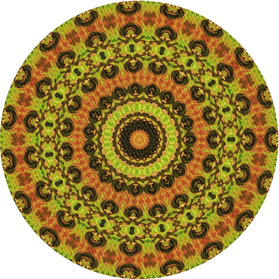 Ahgly Company Indoor Round Patterned Dark Bronze Brown Area Rugs, 7' Round