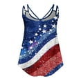 thumbnail image 4 of SOOMLON Usa Flag Loose Tank Tops for Women Eyelet Spaghetti Strap Distressed Red White and Blue Shirts Crew Neck Fourth of July Tops Sleeveless Funny T-Shirt Loose Fitting Tee Blouse Apparel, 4 of 6