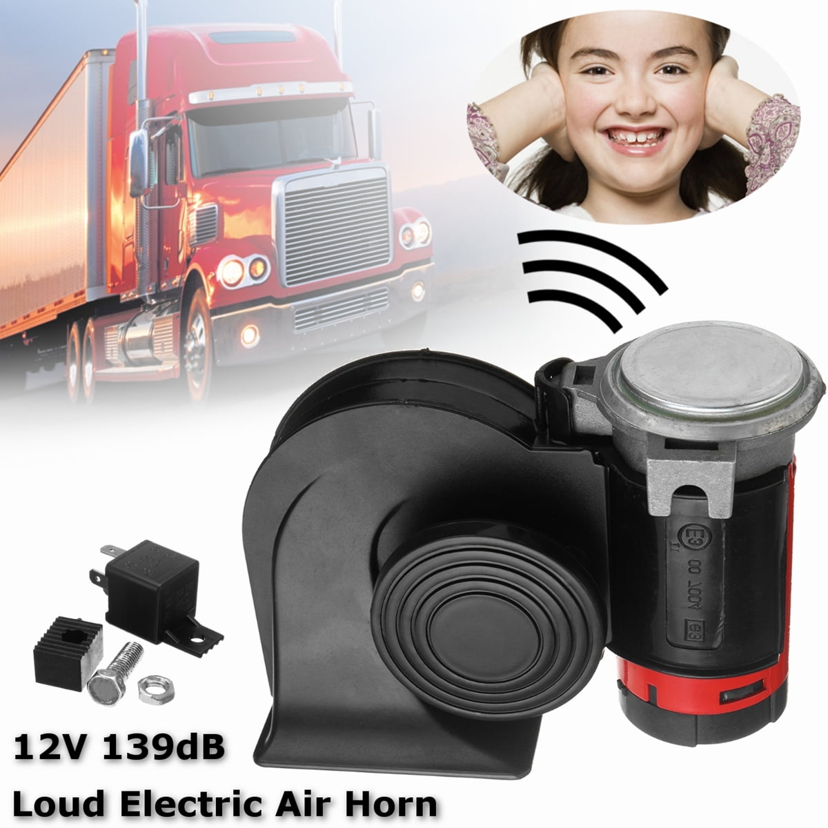 12V 139db 18A Air Horn Compact Twin Tone Loud Horns Car Truck Train SUV