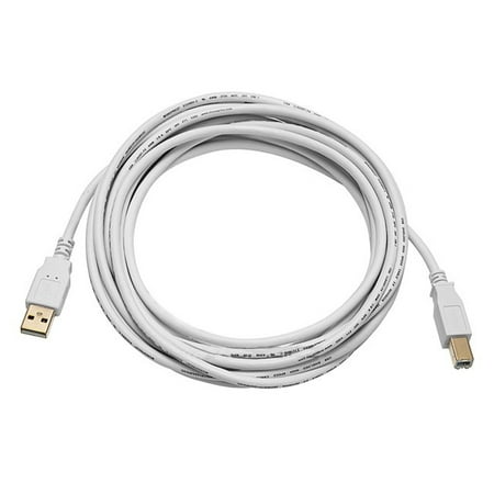 Monoprice USB 2.0 Cable - 15 Feet - White | USB Type-A Male to USB Type-B Male, 28/24AWG, Gold Plated