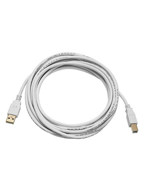 Monoprice USB 2.0 Cable - 15 Feet - White | USB Type-A Male to USB Type-B Male, 28/24AWG, Gold Plated
