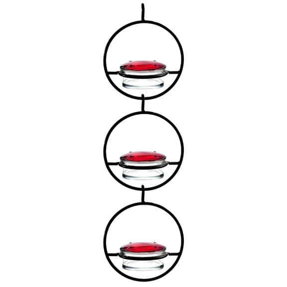ACDANC Slim Hummingbird Feeder,Circular Hanging Hummingbird Feeder,Glass Bottle Hummingbird Feeder with Circular Metal Frame,Birds Feeders for Outside Garden Patio Backyard