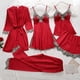 thumbnail image 2 of Conjunto de Pijama de satén de encaje para mujer, bata de seda con cuello en V, ropa de dormir para el hogar, camisón de primavera, 5 uds./Set qym unisex, 2 of 2