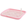 thumbnail image 1 of Poste extraíble para inodoro para perros, bandeja para ir al baño desmontable antisalpicaduras, bandeja para ir al baño para cachorros al aire libre, Valla baja rosa, 1 of 9