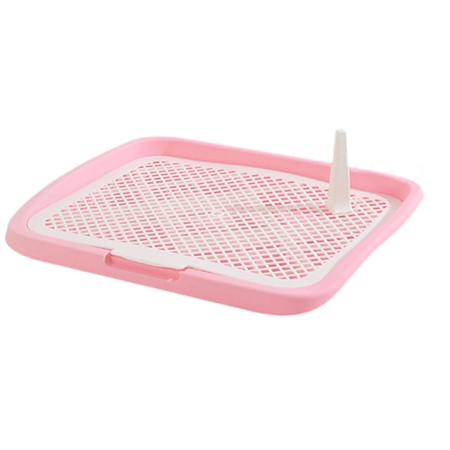 Poste extraíble para inodoro para perros, bandeja para ir al baño desmontable antisalpicaduras, bandeja para ir al baño para cachorros al aire libre, Valla baja rosa