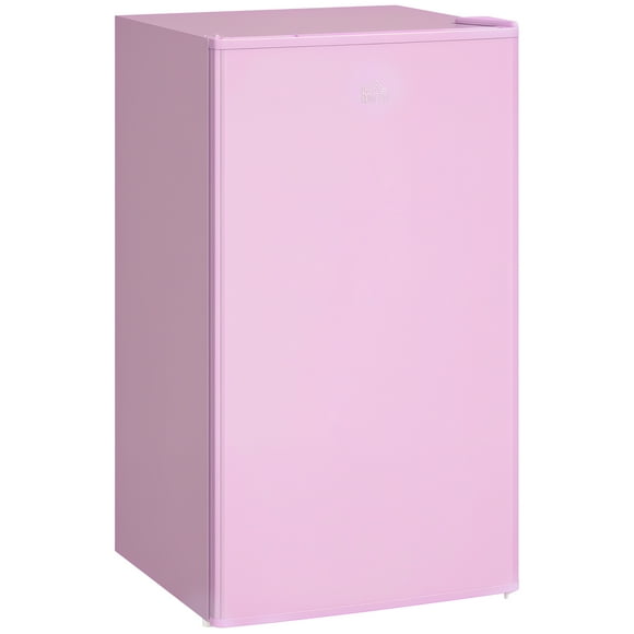HOMCOM Mini Fridge with Freezer Thermostat Reversible Door, Pink
