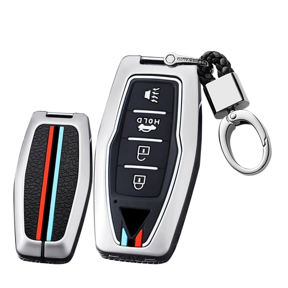 Luminous 4 Button Key Fob Cover Fit for Mitsubishi Outlander 2023 2022 2021 Keyless Silicone & Metal Key Case with Keychain