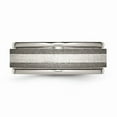 thumbnail image 3 of Titanium Polished /Stone Finish Center Grooved Edge Sterling Inlay Band Size: 14; for Adults and Teens; for Women and Men, 3 of 6