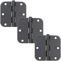 Stone Harbor Hardware 3-1/2" Door Hinges, 5/8" Radius Corner, Matte Black, 3-Pack