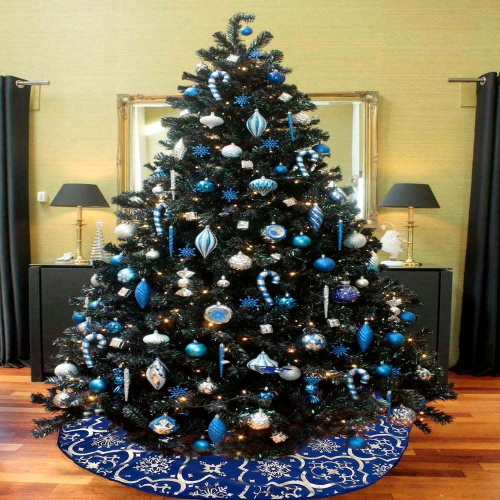 Jupe De Sapin De Noël En Toile De Jute 48 Pouces - Motif Rouge Et Noir - Tapis De Protection