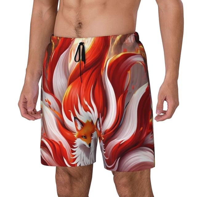 Fotbe Red Sun Flame Fox Traje de Baño para Hombre – Shorts de Natación de Secado Rápido con Forro y Bolsillos-3X-Large