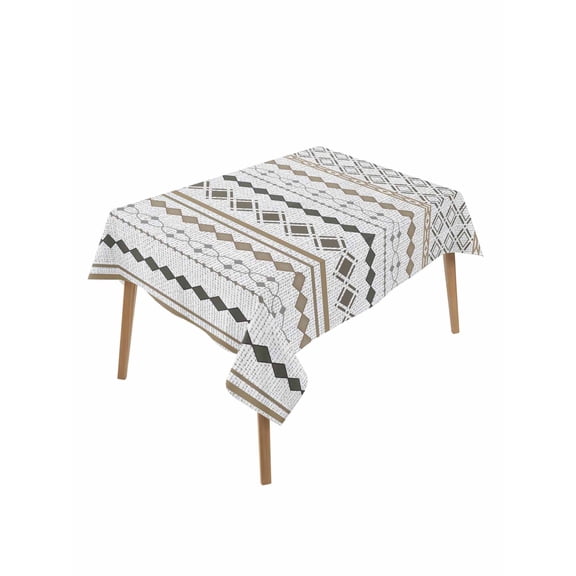 Boho Aztec Table Cloth, Waterproof Tablecloth for Rectangle Tables, Ethnic Brown Strips Geometric Tribal Rustic Reusable Washable Fabric Table Cover for Restaurant Kitchen Dining Tables 60"x102"