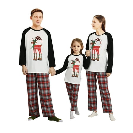 

Lochas Christmas Family Matching Pajamas Set Mens Womens Kids Xmas Deer Print Pjs Sleepwear Nightwear