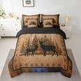 thumbnail image 3 of Homewish Wild Animal Deer 7-Piece Twin Bedding Sets,Safari Bear Paws Bedding Comforter Set,Black Tan Sheet Sets For Boys Kids,Ultra Soft Home Decor Reversible, 3 of 9