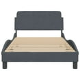 thumbnail image 2 of vidaXL Bed Frame with Headboard Dark Grey 100x203 cm Velvet, 2 of 5