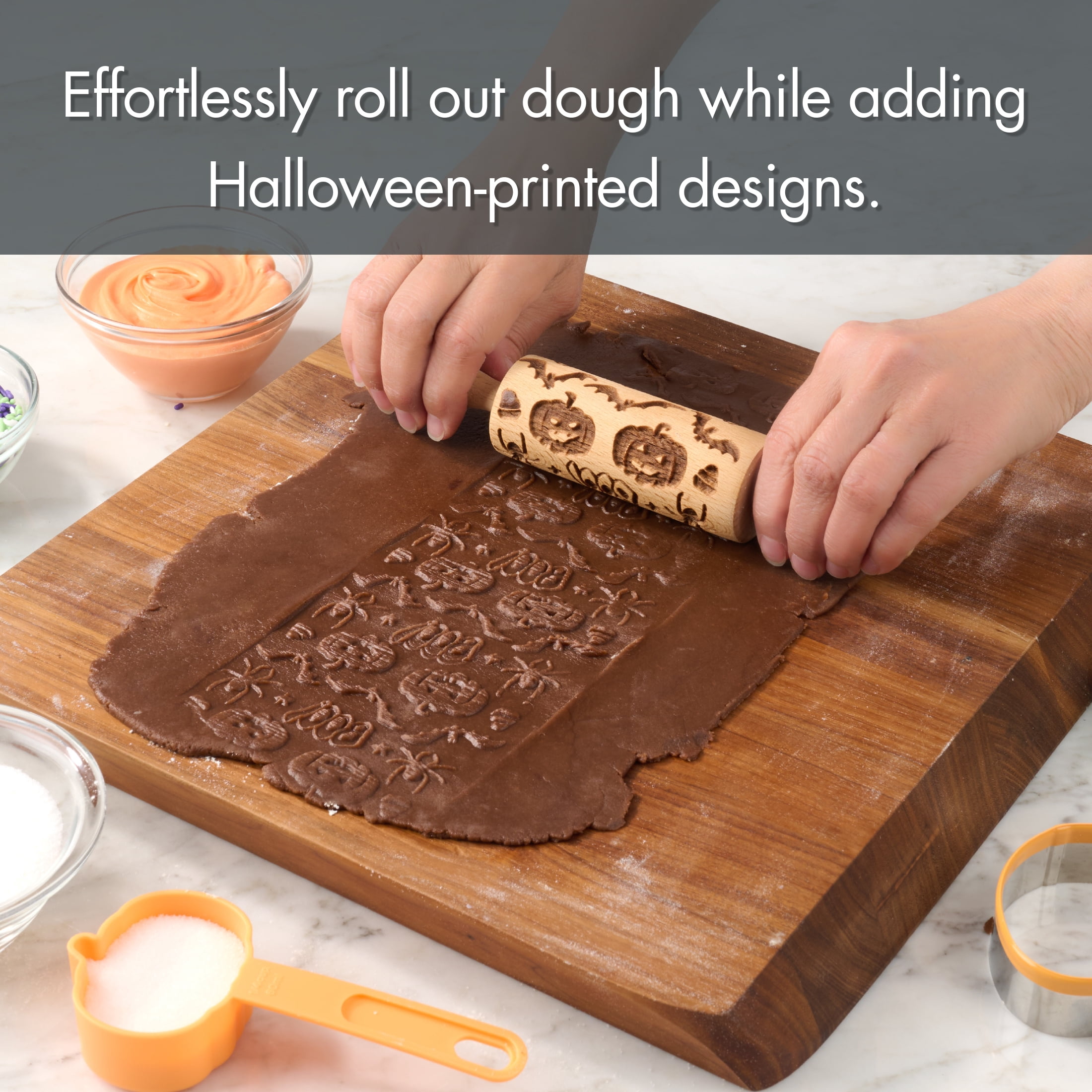 Way To Celebrate Halloween Engraved Wood Rolling Pin