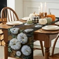 thumbnail image 3 of ERUNPONLY White Pumpkins Fall Table Runner - 60 Inch Long Thanksgiving Botanical Autumn Leaves Cotton and Linen Blended Dress Scarves Farmhouse Table Runner for Kitchen Dining, Coffee Table, 13"x60", 3 of 8