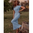 thumbnail image 7 of ZHENWEI Womens Summer Short Sleeve Long Dress Stylish Sexy Bodycon Dress Fishtail Hem Ribbed Maxi Dresses, 7 of 7