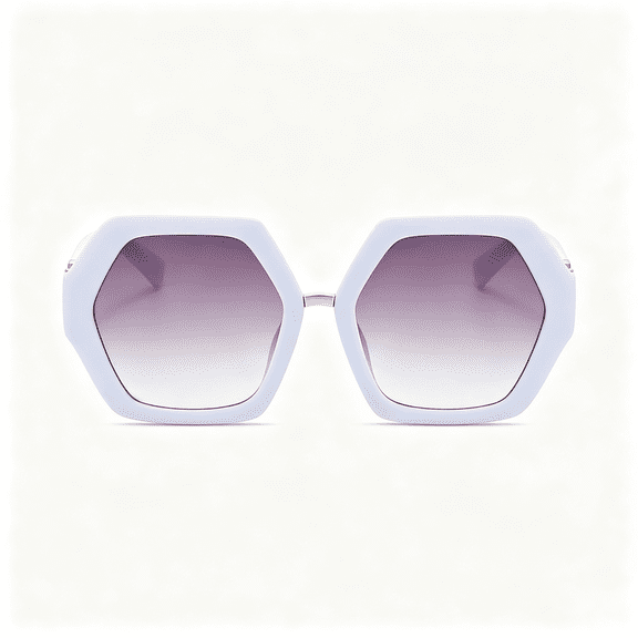 HBMYN Hexagonal Retro Sunglasses for Women Oversized Vintage 60S 70S Square Sun Glasses Fashion Polygonal Classic Shades Elegant White Sunglasses