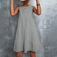 thumbnail image 3 of QLEICOM Summer Dress Savings Clearance Deals, Plus Size Casual Dresses, Women Holiday Solid Round Neck Sleeveless Party Beach Loose Dress, Beach Dress Sun Dresses Gray XXL, 3 of 6