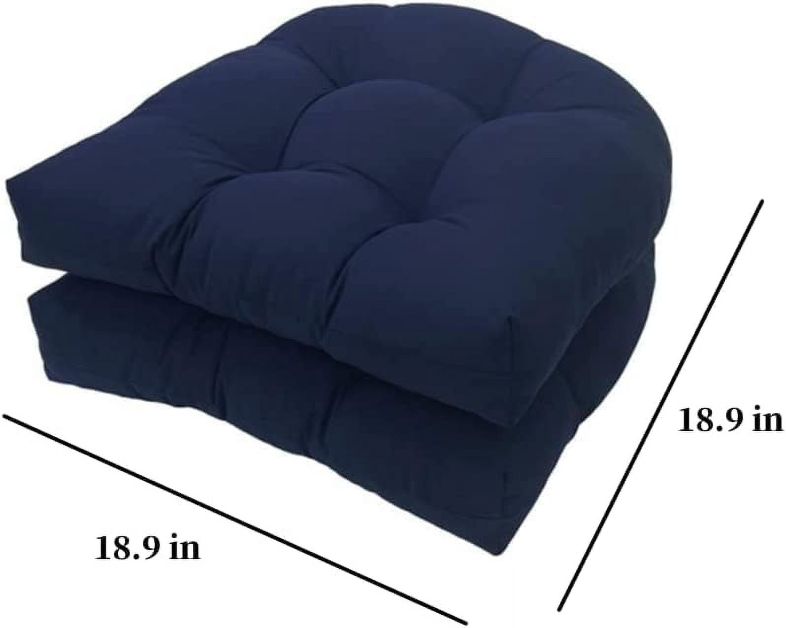 2 Pack Outdoor Chair Seat Cushions Waterproof 18x18 U Shaped Thickened Tufted Patio Furniture Navy Blue
