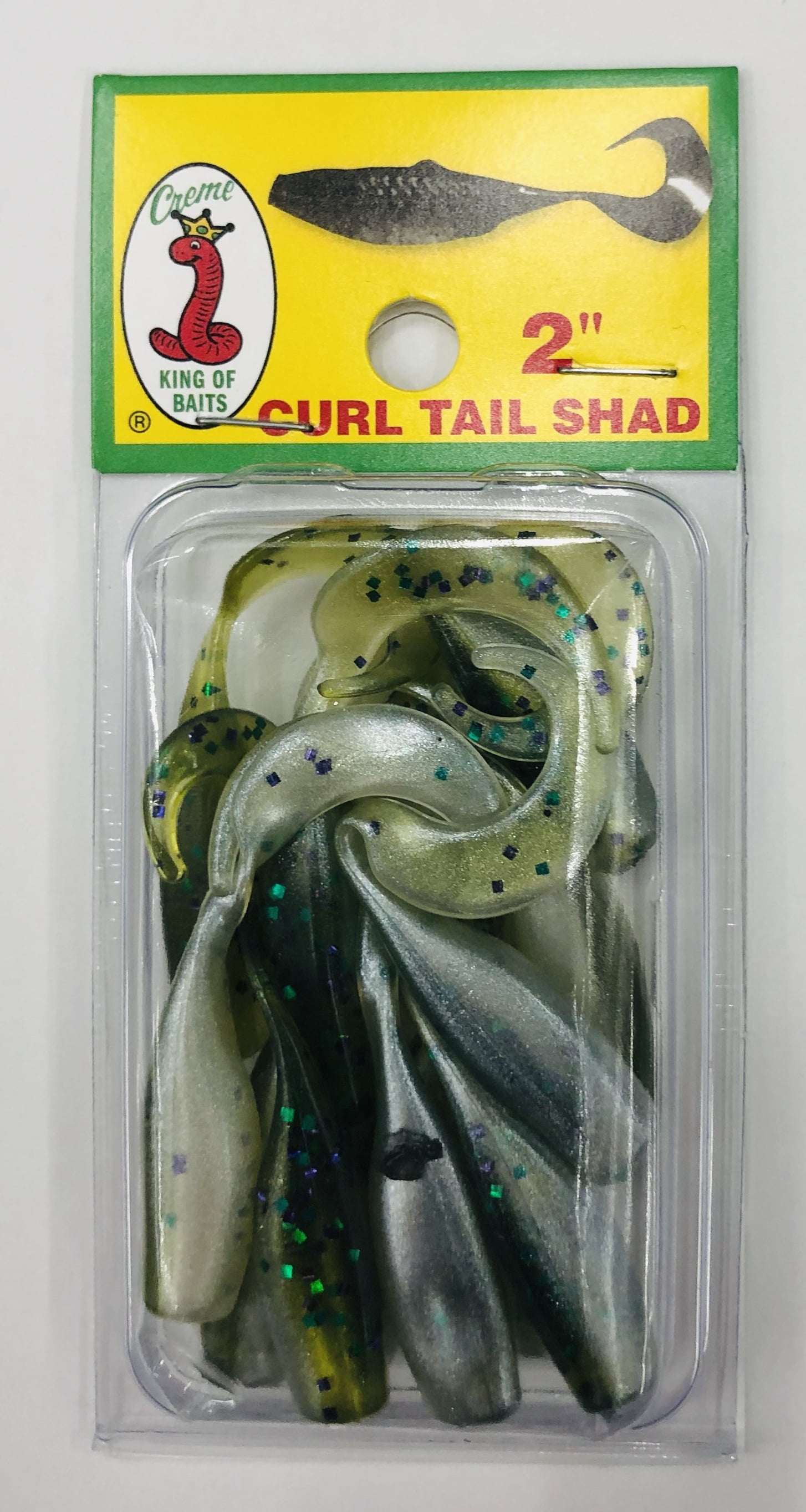 (3 pack) Creme 2" Curl Tail Crappie Shad Lure, Tadpole, 10 Count