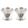 thumbnail image 1 of 2X pour Over Coffee Dripper Reusable Drip Cone Coffee Filter Portable pour Over Coffee Maker Home Office Camping,2 x Coffee funnel,Silver, 1 of 9