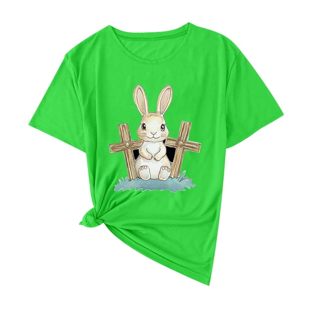 Camisas de Manga Corta para las Mujeres Moda Casual Impresión Cuello Redondo Suéter Tee Blusas