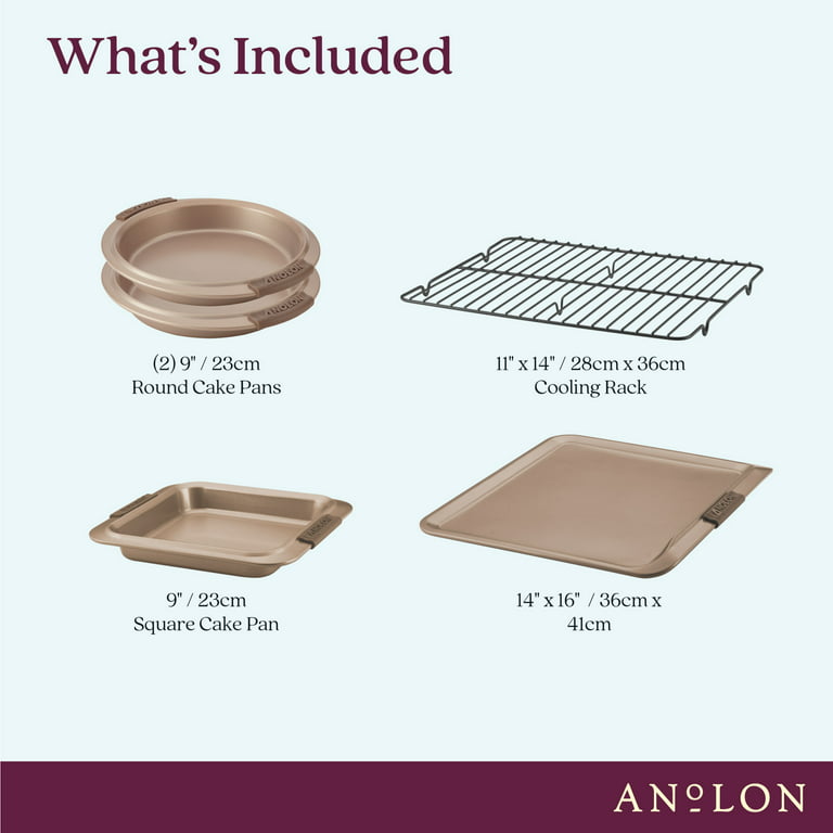 Anolon Advanced Bakeware Nonstick Cookie Sheet Pan Set, 2-Piece, Bronze with Silicone Grips