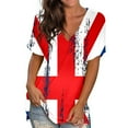 thumbnail image 1 of Hauts d'Été Grande Taille pour Femmes Col Rond Imprimé Manches Courtes T-Shirt Blouse Ample Col en V T-Shirt Femmes en Solde, 1 of 5