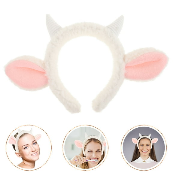 PTOOTP White Faux Lamb Ears Headband Cute Animal Ear Headband Fashionable Accessory for Women Girls