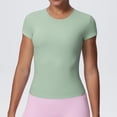 thumbnail image 5 of Garbnen Short Sleeve Shirts for Women Slim Fit Crewneck Tops for Women Basic Seamless Yoga Workout Shirts Women Green XL, 5 of 7
