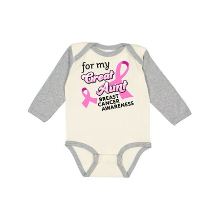 

Inktastic For My Great Aunt - Breast Cancer Awareness Gift Baby Boy or Baby Girl Long Sleeve Bodysuit