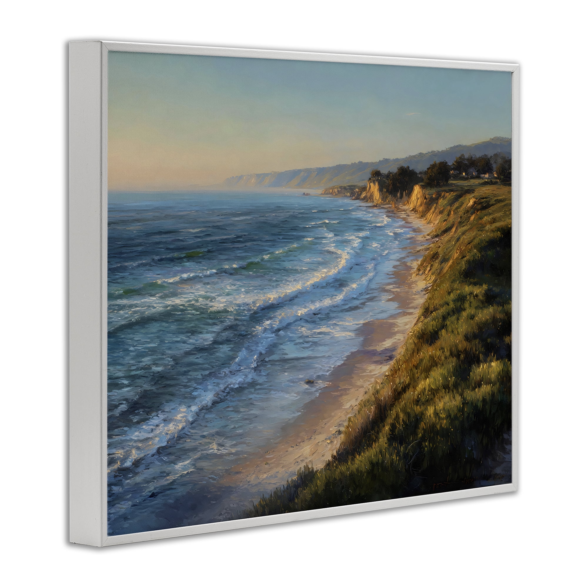 Stupell Industries Rounded Coastline View White Framed Giclee Art, design by Franklyn Gregory