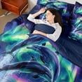 thumbnail image 5 of Manfei Magical Aurora Dolphin Twin Bedding Sets for Kids Boys and Girls, Marine Fantasy Print Bedding Comforter Set, Navy Reversible 7pcs, 5 of 6