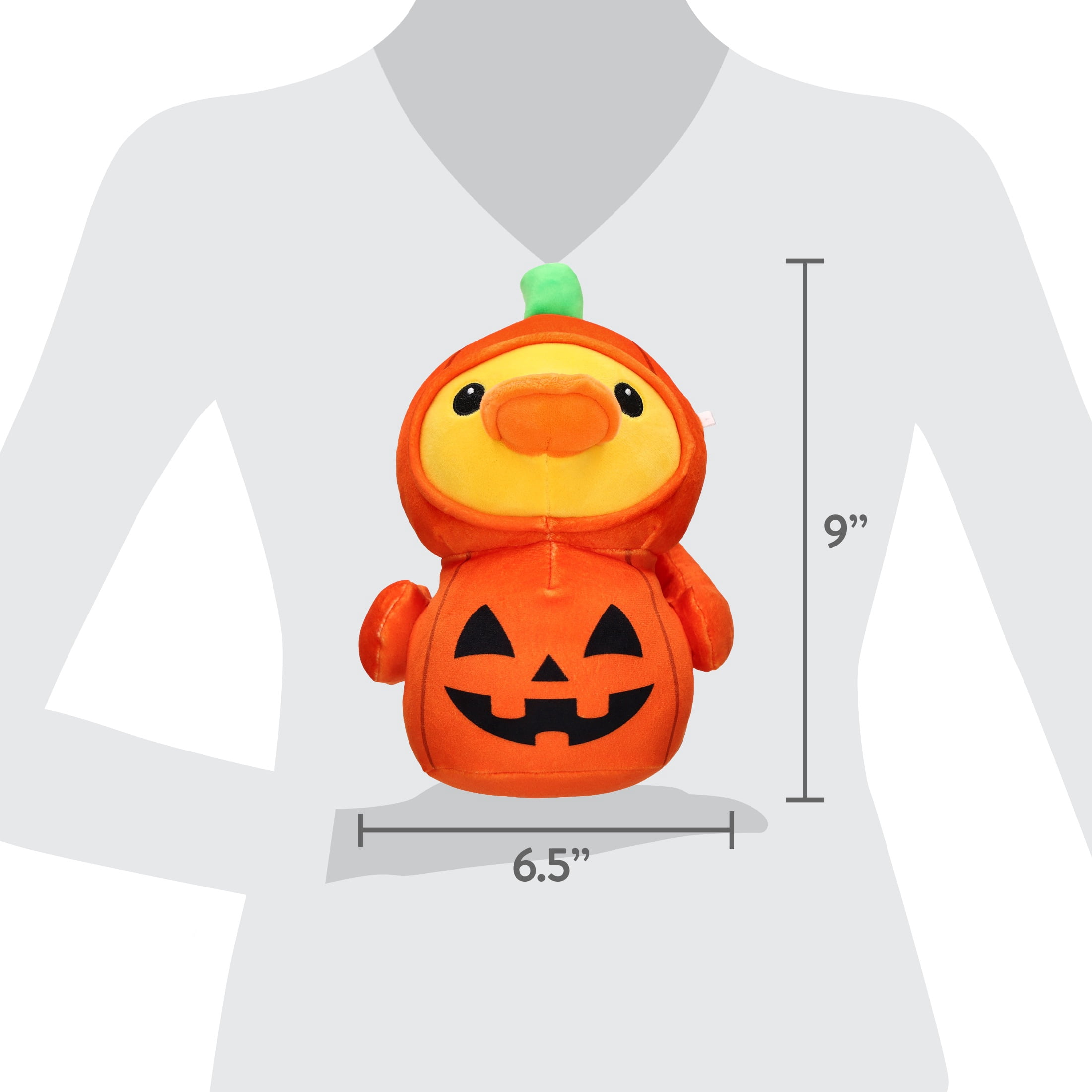 Jack-o'-Lantern Duck Plush, Orange and Yellow, 8.7", Halloween by Way To Celebrate