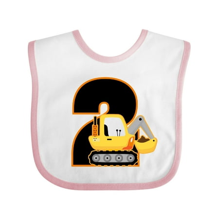 

Inktastic 2nd Birthday Construction Digger Truck Gift Baby Boy Bib