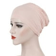 thumbnail image 3 of ZHENHONG Headband Scarf for Women Women's Solid Color Pleated Bottom Small Hat Silk Cotton Headscarf Hat Muslim Headscarf, 3 of 3