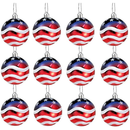 12PCS Independence Day Ball Ornament - 2.36Inch 4th of July Patriotic ...
