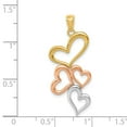 thumbnail image 3 of 14k Yellow with White Rhodium Two-tone Gold Hearts Pendant, 3 of 4