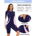 thumbnail image 5 of Women's Rash Guard Summer Beach Bodysuit Long Sleeve Zip Up Swimwear One Piece UV Protection Rashguard Knee High UPF 50+ Surfing Bathing Wear, 5 of 6
