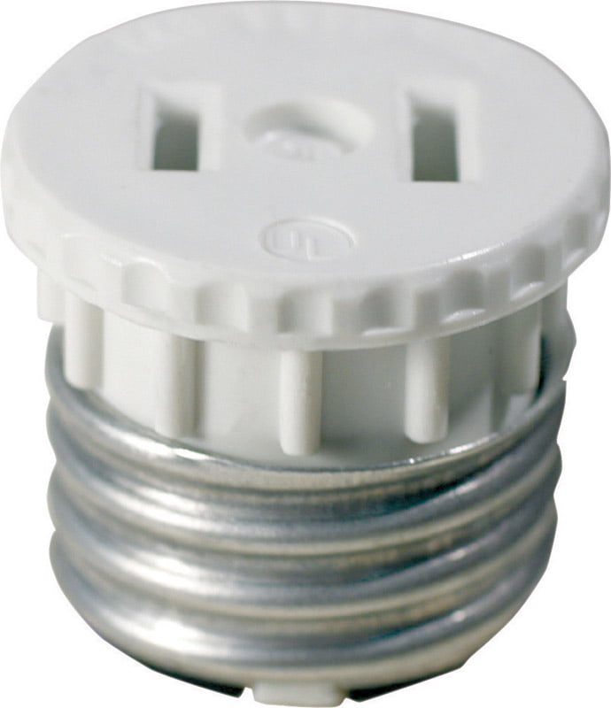 Socket To Outlet Adapter 2-Wire 2-Pole 125 Volt Leviton 125 15 Amp 660 Watt 