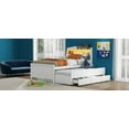 thumbnail image 5 of Newest Twin Size Platform Bed with Storage LED Headboard, Twin Size Trundle and 3 Drawers, White, 5 of 11