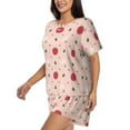 thumbnail image 2 of Susaid Strawberry Print Women's Pajama Set, Button-Up Sleepwear with Elastic Waist Shorts, Perfect for Lounging, Yoga, Beach, and Casual Wear-Large, 2 of 7