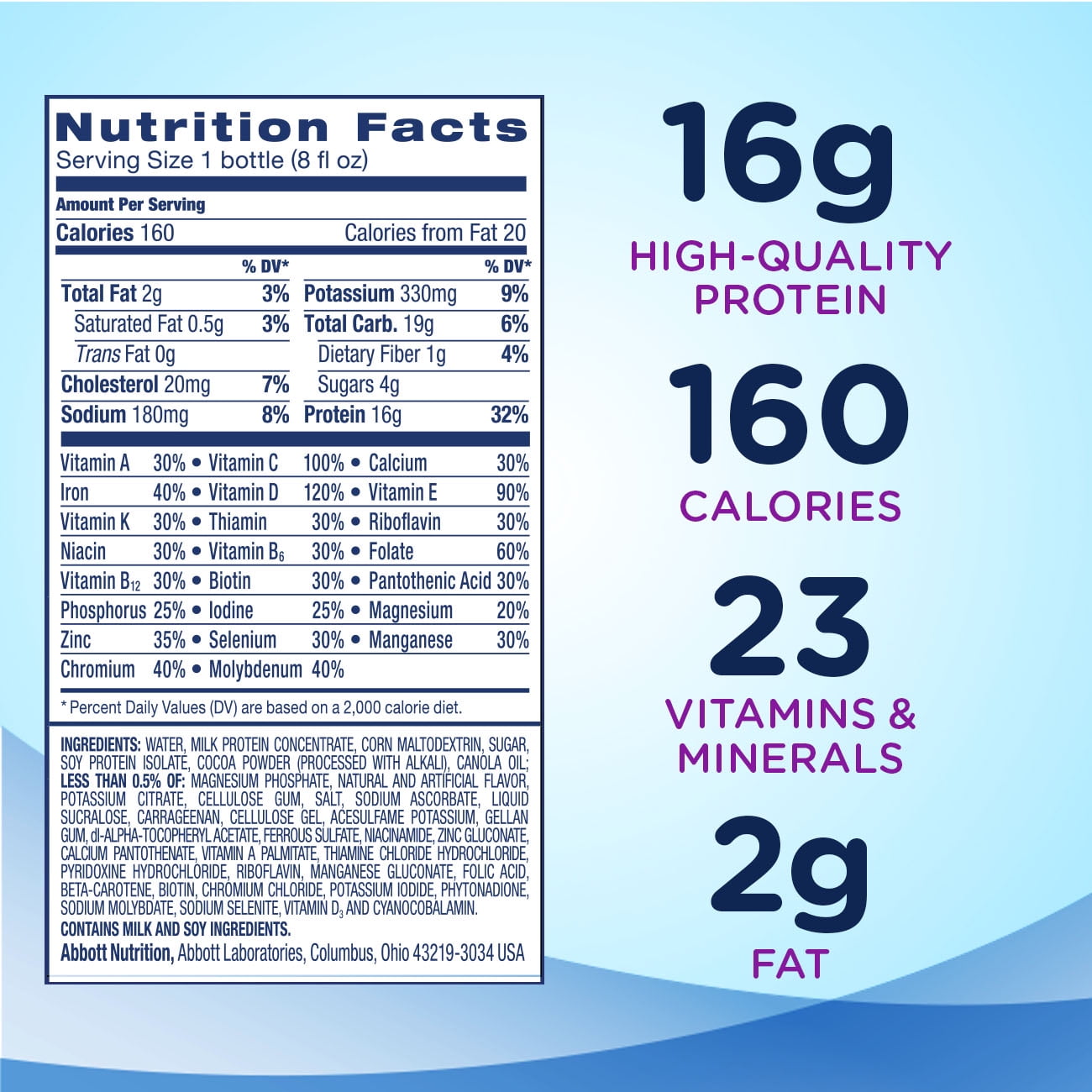 Ensure High Protein Nutrition Shake 16 grams Meal Replacement 8 fl oz