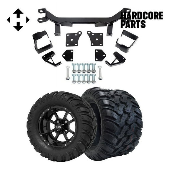 Hardcore Parts 6" Drop Axle Lift Kit for EZGO TXT/PDS (1994.5-2001.5) Electric Golf Cart with 12" Black 'Storm Trooper' Wheels and 22"x11"-12"  DOT rated Mud-Terrain/All-Terrain tires