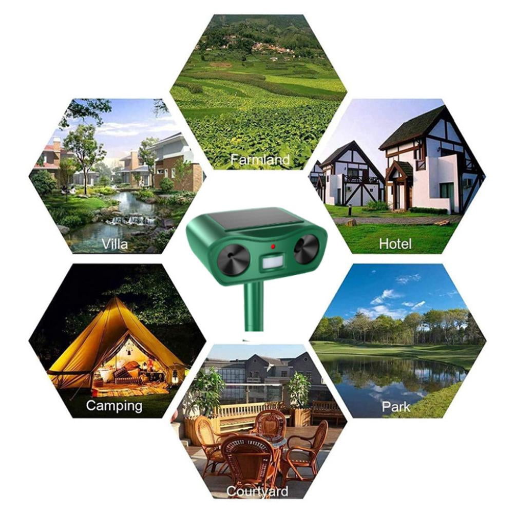 Solar Ultraso-nic Animal Repe-ller, USB Rechargeable Outdoor Deterrent for Dogs & Cats
