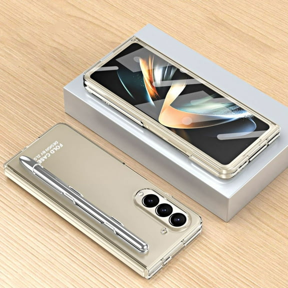 Compatible with Samsung Galaxy Z Fold 5 Clear Case with Screen Protector Pen Holder Stylish Shockproof Case