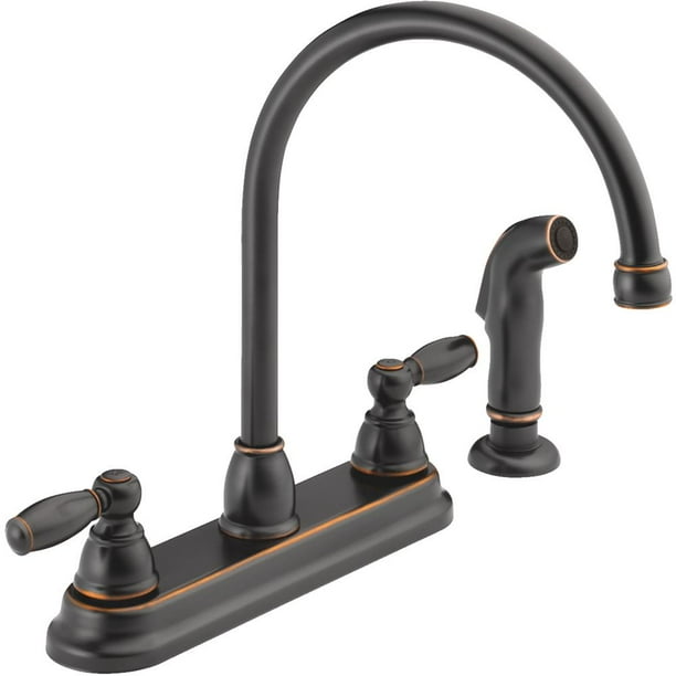 Peerless Claymore Two Handle Kitchen Faucet with Side Sprayer in Oil