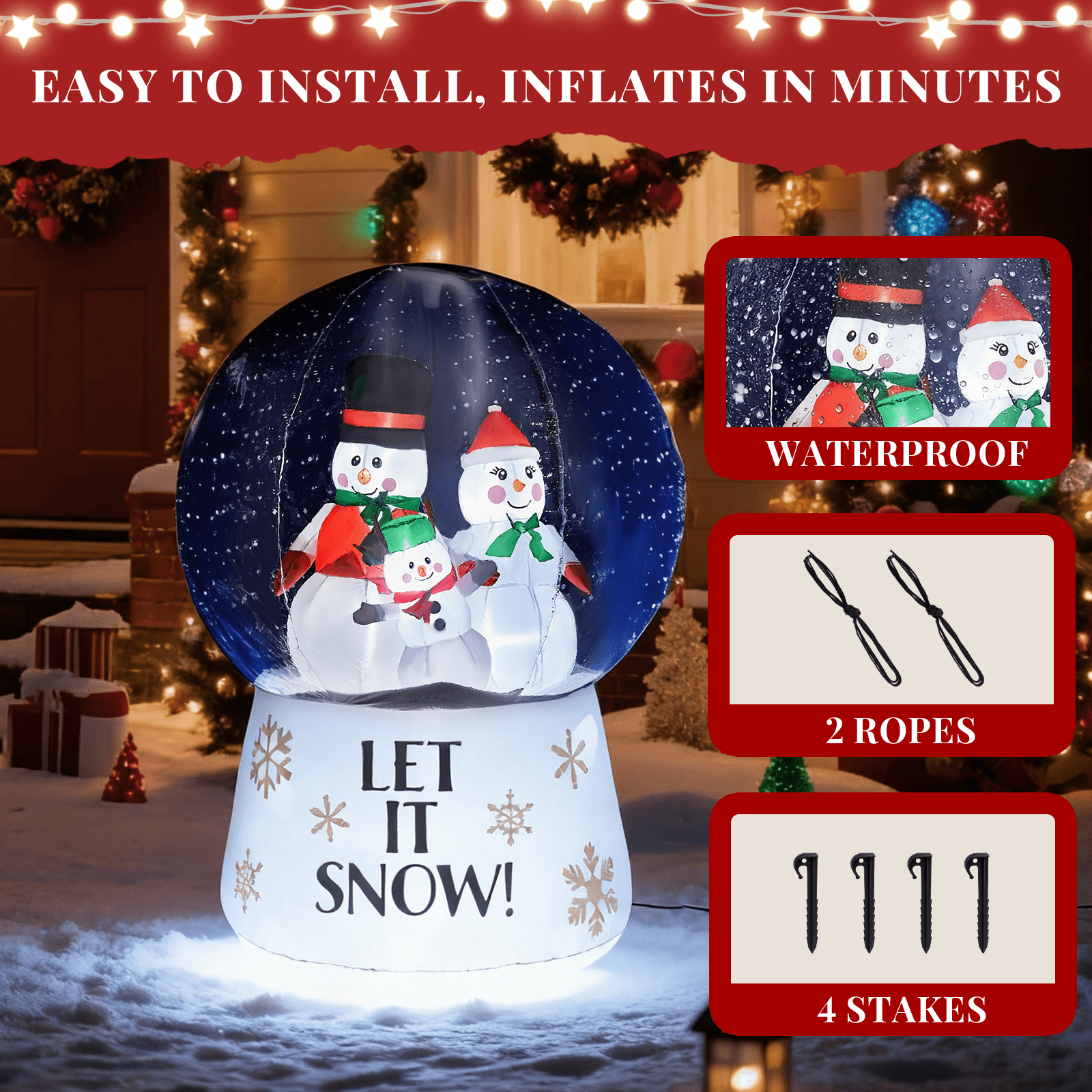 6 FT Lighted Christmas Inflatable Decoration, Large Inflatable Snow Globe with Snowman Family, Funny Blow Up Yard Decorations with Built-in LED Lights for Holiday Party Front Yard Lawn Garden Decor